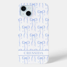 Blaue Coquette-Schleifen Monogramm Case-Mate iPhone Hülle