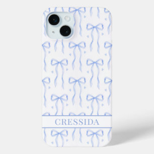 Blaue Coquette-Schleifen Monogramm Case-Mate iPhone Hülle