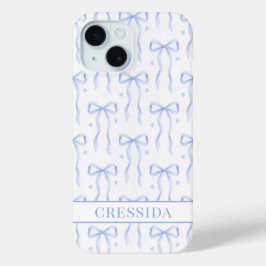 Blaue Coquette-Schleifen Monogramm Case-Mate iPhone Hülle