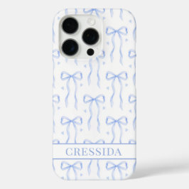 Blaue Coquette-Schleifen Monogramm iPhone 16 Pro Hülle