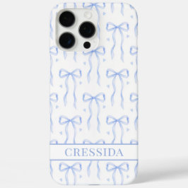 Blaue Coquette-Schleifen Monogramm iPhone 16 Pro Max Hülle