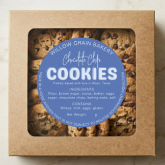 Blaue Cottage-Cookie-Zutatenliste-Aufkleber Runder Aufkleber