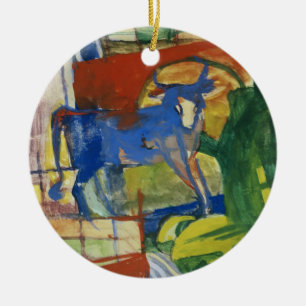 Blaue Cow, 1914 (Tempera auf Papier) Keramik Ornament