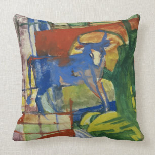 Blaue Cow, 1914 (Tempera auf Papier) Kissen