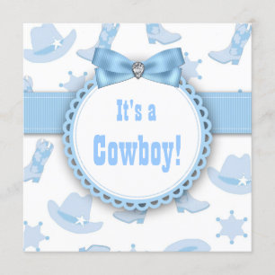 Blaue Cowboy-Baby- Jungen-Shower Einladung
