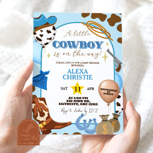 Blaue Cowboy-Jungen-Baby-Shower-Einladung Einladung