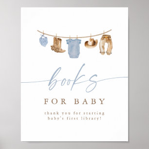 Blaue Cowboy-Kleiderleine Bücher für Baby Poster