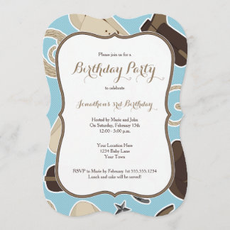 Blaue Cowboy-Thema-Geburtstags-Party Einladung
