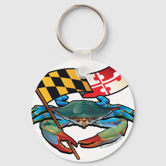 Blaue Crab-Maryland-Flagge Schlüsselanhänger (Vorderseite)