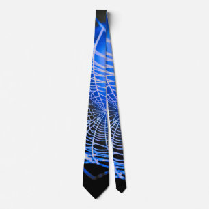 Blaue Creepy Spooky Spider Web Krawatte