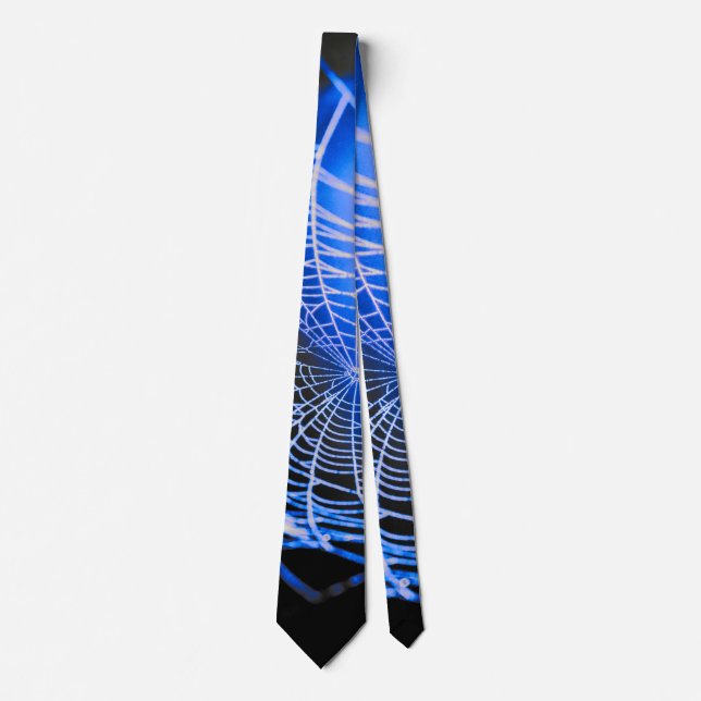 Blaue Creepy Spooky Spider Web Krawatte (Vorderseite)