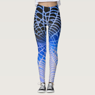 Blaue Creepy Spooky Spider Web Leggings