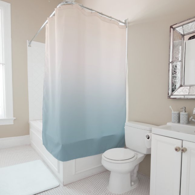 Blaue Creme Blush-Gefärbte Krawatte Duschvorhang (Beispiel)