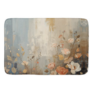 Blaue Creme Braune Pfirsich-Farmhouse-Streifen flo Badematte
