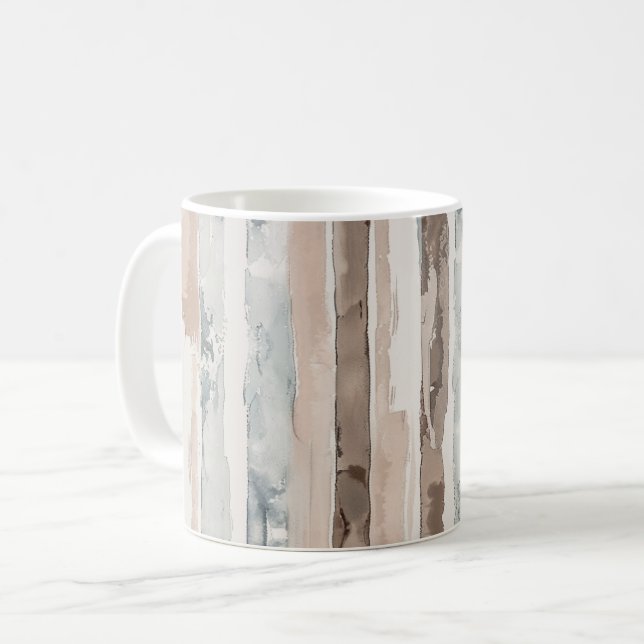 Blaue Creme Braune Streifen   Kaffeetasse (Vorderseite Links)