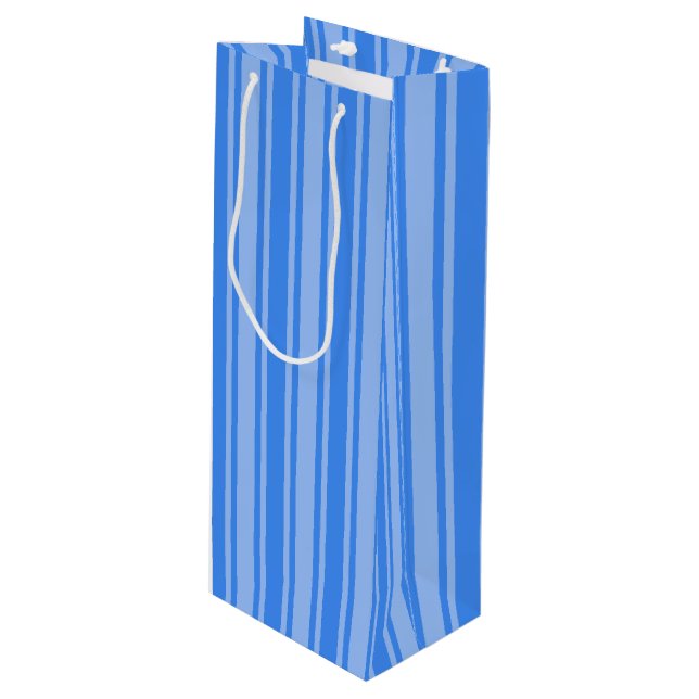 Blaue Creme Geschenktüte Für Weinflaschen (Vorderseite Schrägansicht)