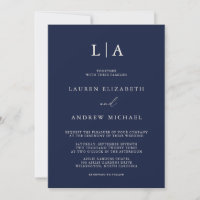 Blaue Creme Monogram Einfache Minimalistische Hoch