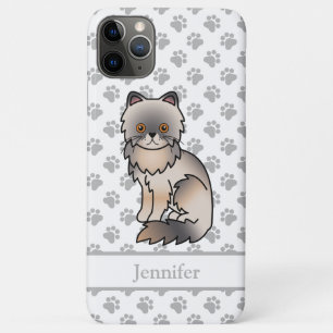Blaue Creme Perser Süße Cartoon-Katze & Name Case-Mate iPhone Hülle