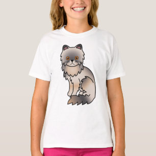 Blaue Creme Perser Süße Cartoon-Katzen-Illustratio T-Shirt