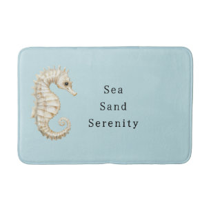 Blaue Creme Seepferdchen Ozean Brautparty Badematte