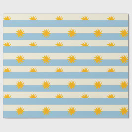 Blaue Creme-Streifen Gold-Sonnenbrand-Geschenkpapi Geschenkpapier