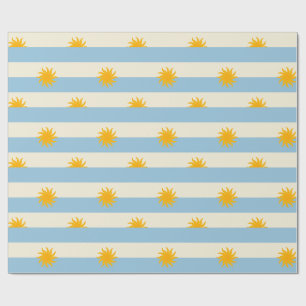 Blaue Creme-Streifen Gold-Sonnenbrand-Geschenkpapi Geschenkpapier