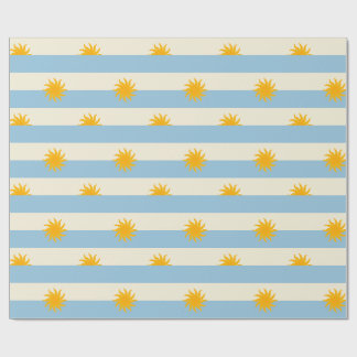 Blaue Creme-Streifen Gold-Sonnenbrand-Geschenkpapi Geschenkpapier