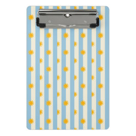 Blaue Creme-Streifen Gold-Sonnenstrahl-Clipboard Mini Klemmbrett