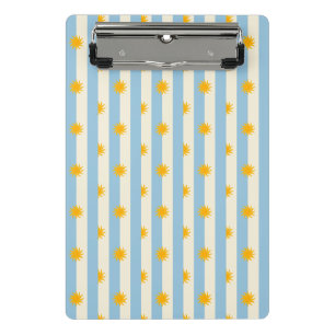 Blaue Creme-Streifen Gold-Sonnenstrahl-Clipboard Mini Klemmbrett