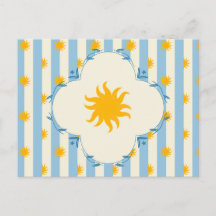 Blaue Creme-Streifen-Gold-Sonnenstrahl-Postkarte
