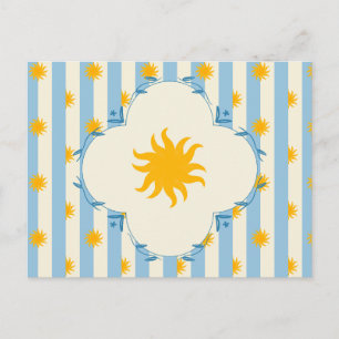Blaue Creme-Streifen-Gold-Sonnenstrahl-Postkarte Postkarte