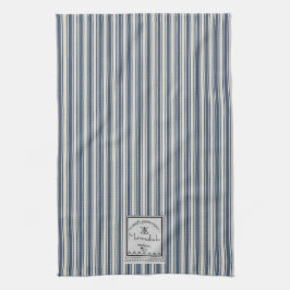 Blaue Creme Streifen Marmalade Label Geschirrtuch