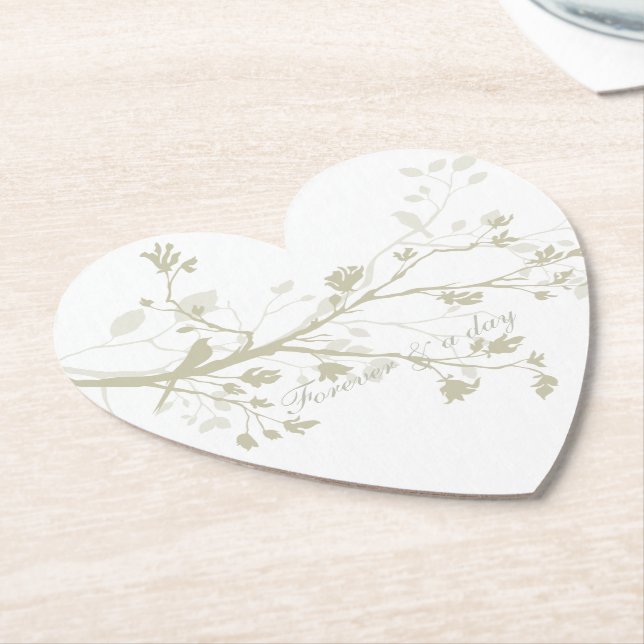 Blaue Creme-Vogel-Zweig-Blumen-Hochzeit Untersetzer (angewinkelt)