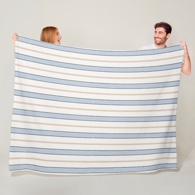 Blaue Creme Weiße Streifen   Fleecedecke (Beispiel)