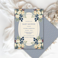 Blaue & cremefarbene gepunktete Blumen Elegante Ba