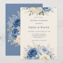 Blaue & cremefarbene Rosen Hochzeitszeremonie