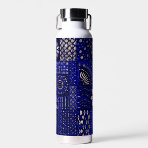 Blaue & cremefarbene verzierte Wasserflasche Trinkflasche