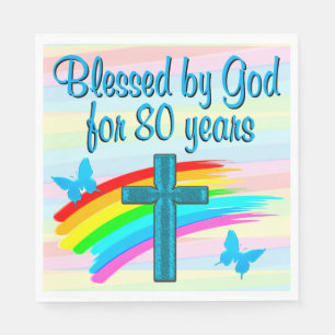BLAUE CROSS 80. BIRTHDAY PARTY NAPKINS SERVIETTE