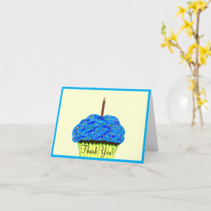 Blaue Cupcake-Balloons Geburtstags-Dankeschön Karte
