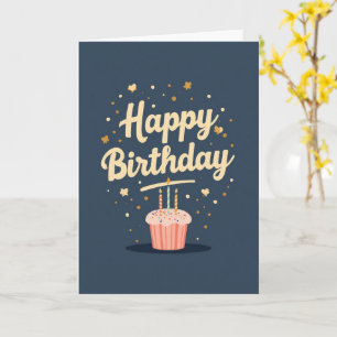 Blaue Cupcake-Happy-Birthday-Karte Karte