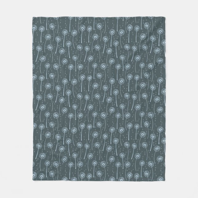 Blaue cyan-bohemian Löwenzahn Muster Fleecedecke (Vorderseite)