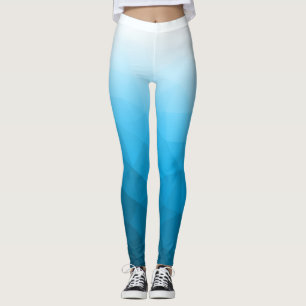 Blaue Cyan-Weiß-Verlaufs-Geometrie-Netzmuster Leggings