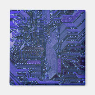 Blaue Cyber-Schaltplatine Tech-Elektronik Magnet