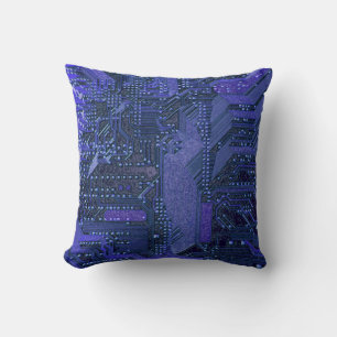 Blaue Cyber-Schaltungsplatine Tech-Kunst Elektroni Kissen