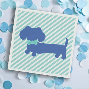 Blaue Dackel Geburtstagsparty   Babyduschen Serviette