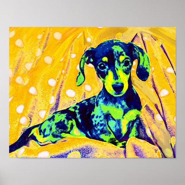 blaue Dackel Poster (Vorne)