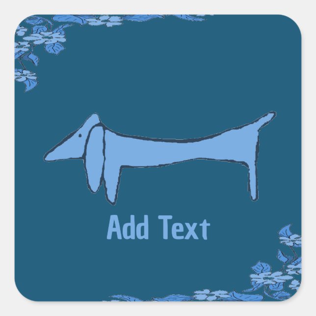 Blaue Dackel, Text hinzufügen, Aufkleber (Vorderseite)