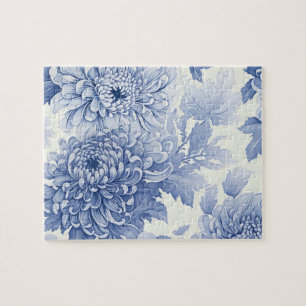 Blaue Dahlia-Toile-Muster  Puzzle