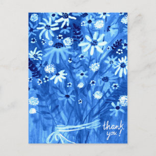 Blaue Daisy-Blumenstrauß Dankeschön Postkarte