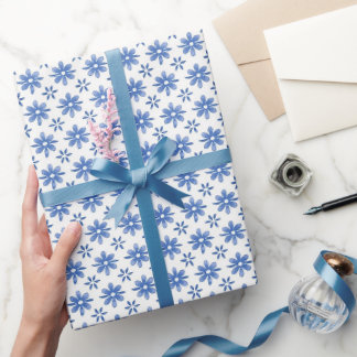 Blaue Daisy-Parade Geschenkpapier